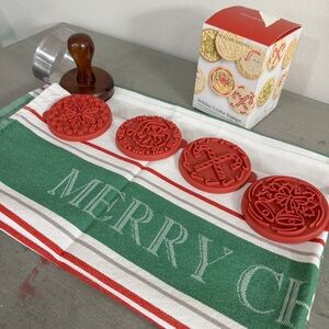 Williams-Sonoma Holiday Cookie Stamps Williams-Sonoma Christmas Tea Towel Bundle